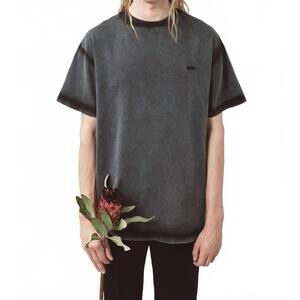 NEW AVAVAV unisex theo embroidered logo t-shirt in faded black